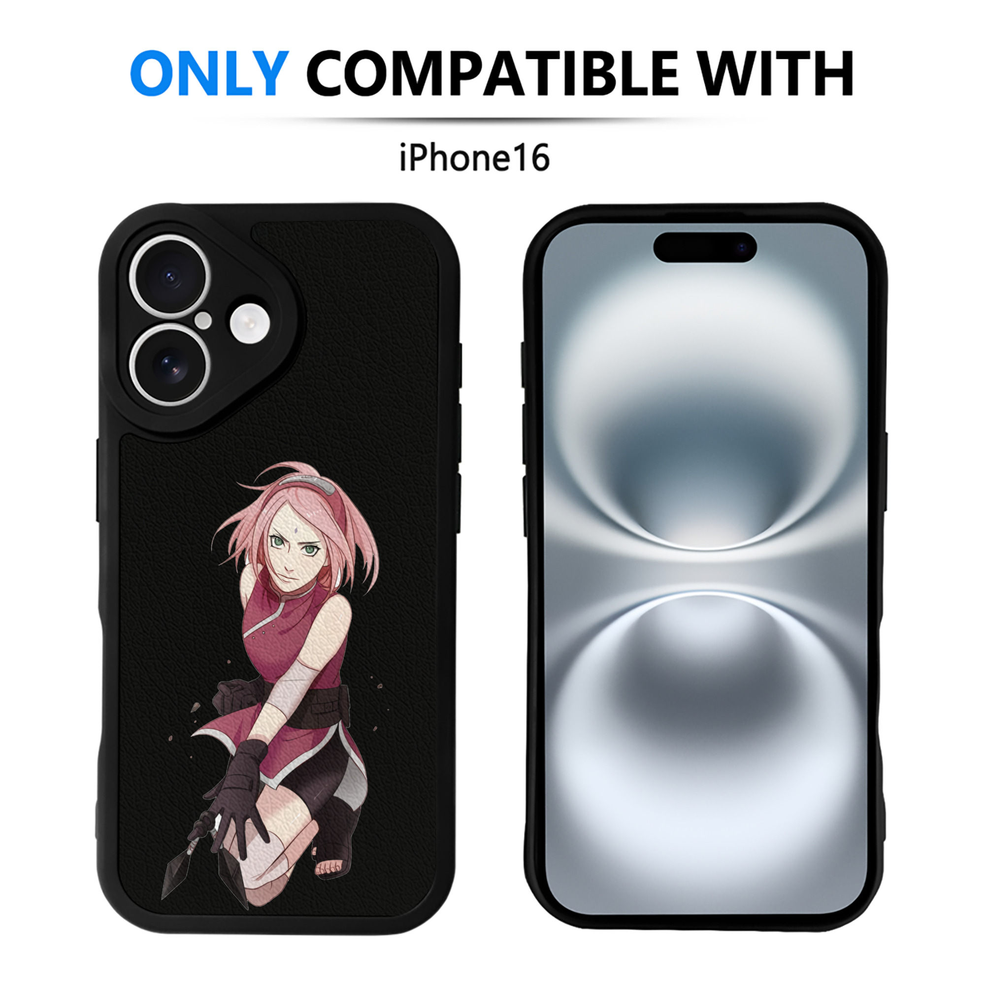 （画像用） NARUTO -ナルト- 春野サクラ Haruno Sakura 【iPhone 16シリーズ対応】シリコンスマホケース（レザー調） 材質：シリコン